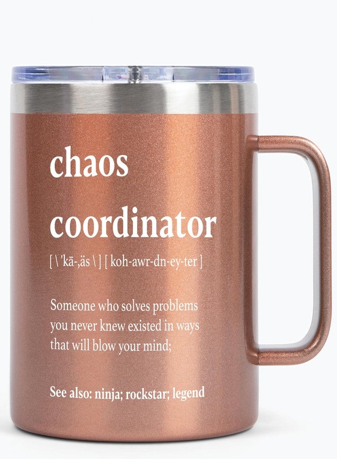KLUBI Chaos Coordinator Tumbler Rose Gold Coffee Tumbler 14oz Chaos Coordinator Gifts for Women Boss Gifts for Women Boss Thank You Gift Rose Gold Gift Ideas Chaos Coordinator Mug Coworker Gifts for Women - Image 1